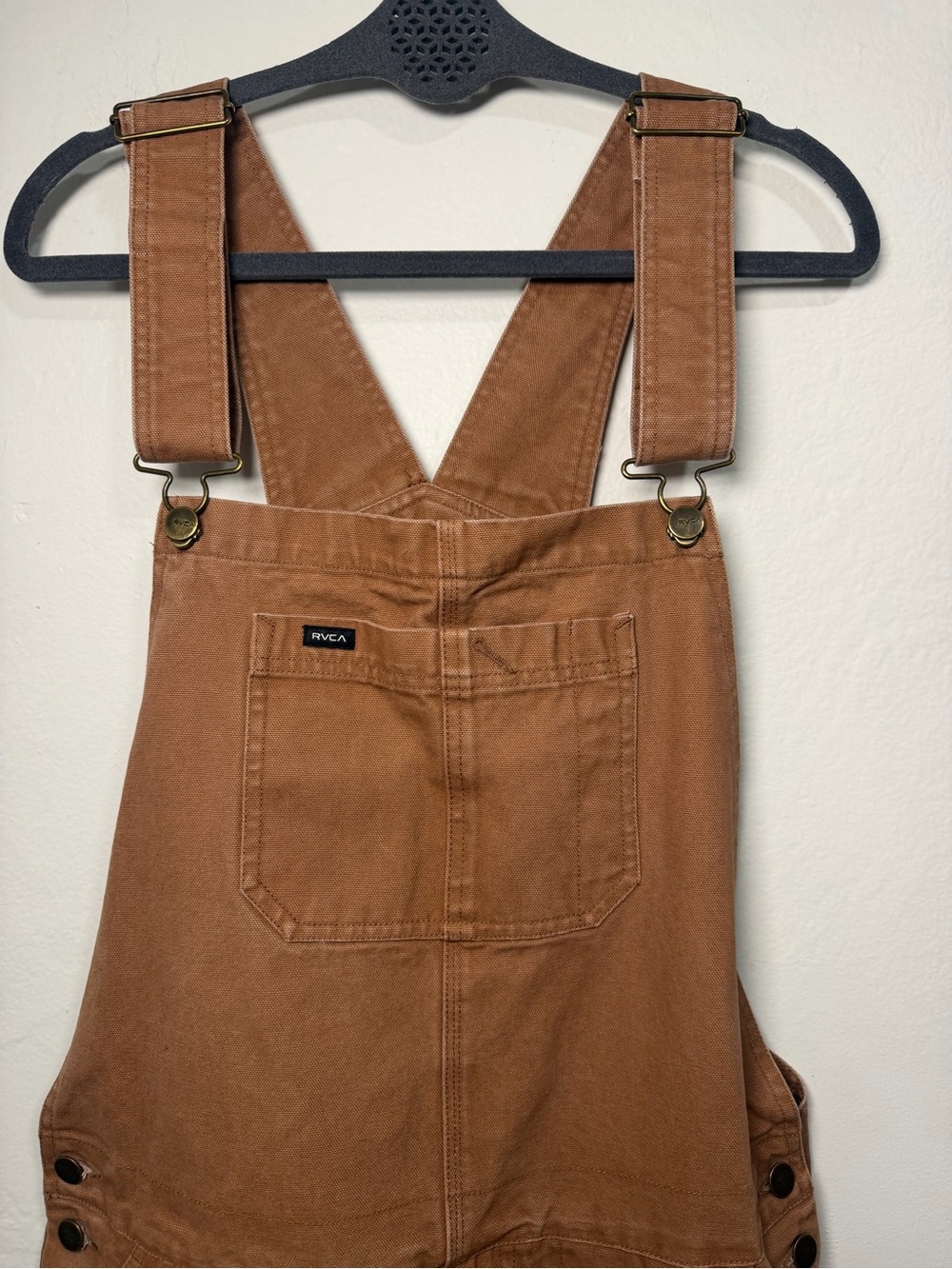 RVCA Men's Grounded Canvas Workwear Overalls Brown Medium Utility Straight Leg - Picture 5 of 16